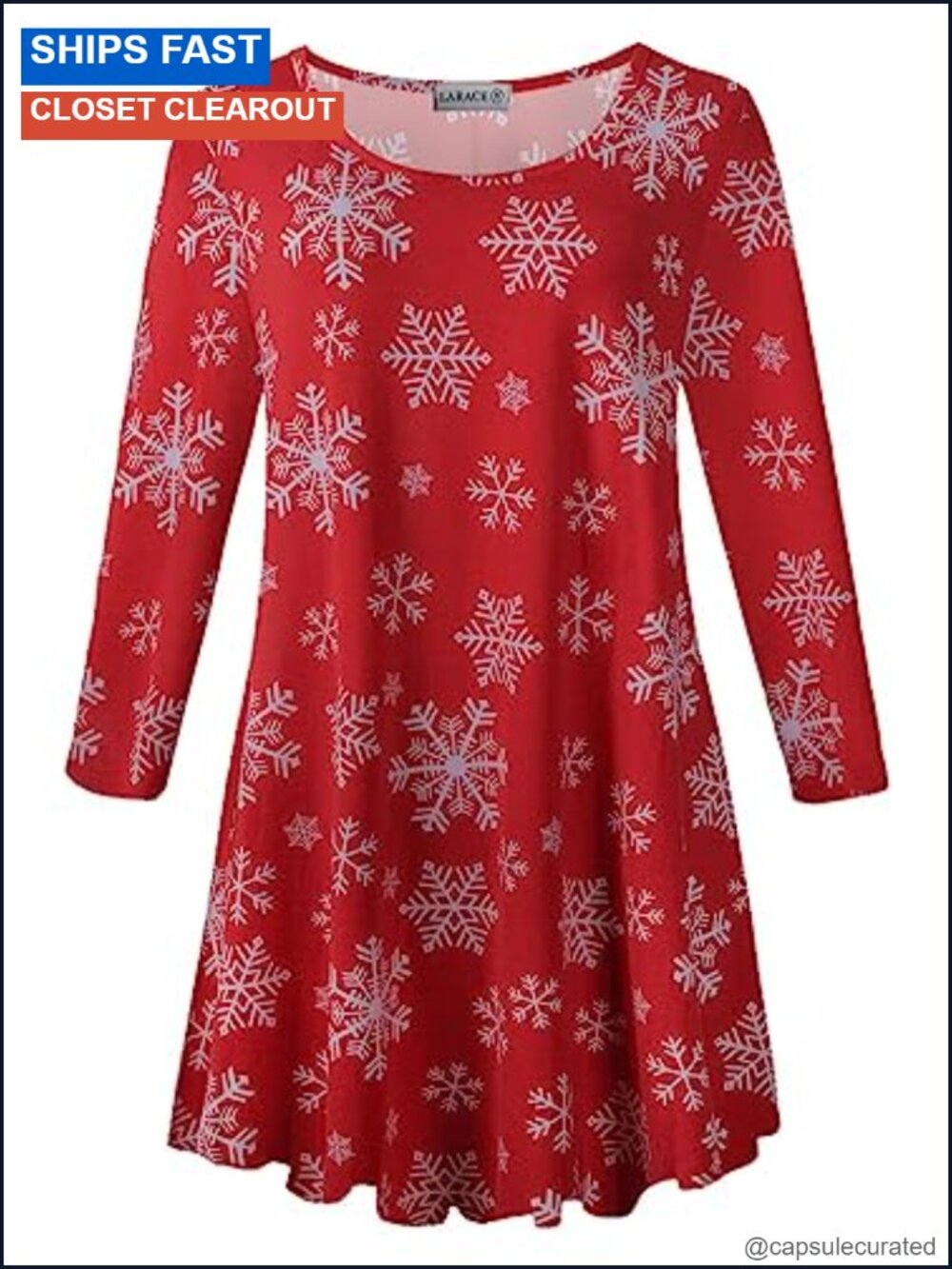 Plus Size 3/4 Sleeve Tunic Top Polyester Spandex Casual Round Neck